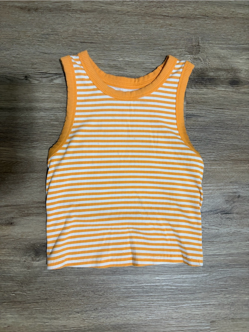 aerie Orange and White Striped Ribbed Tank Top